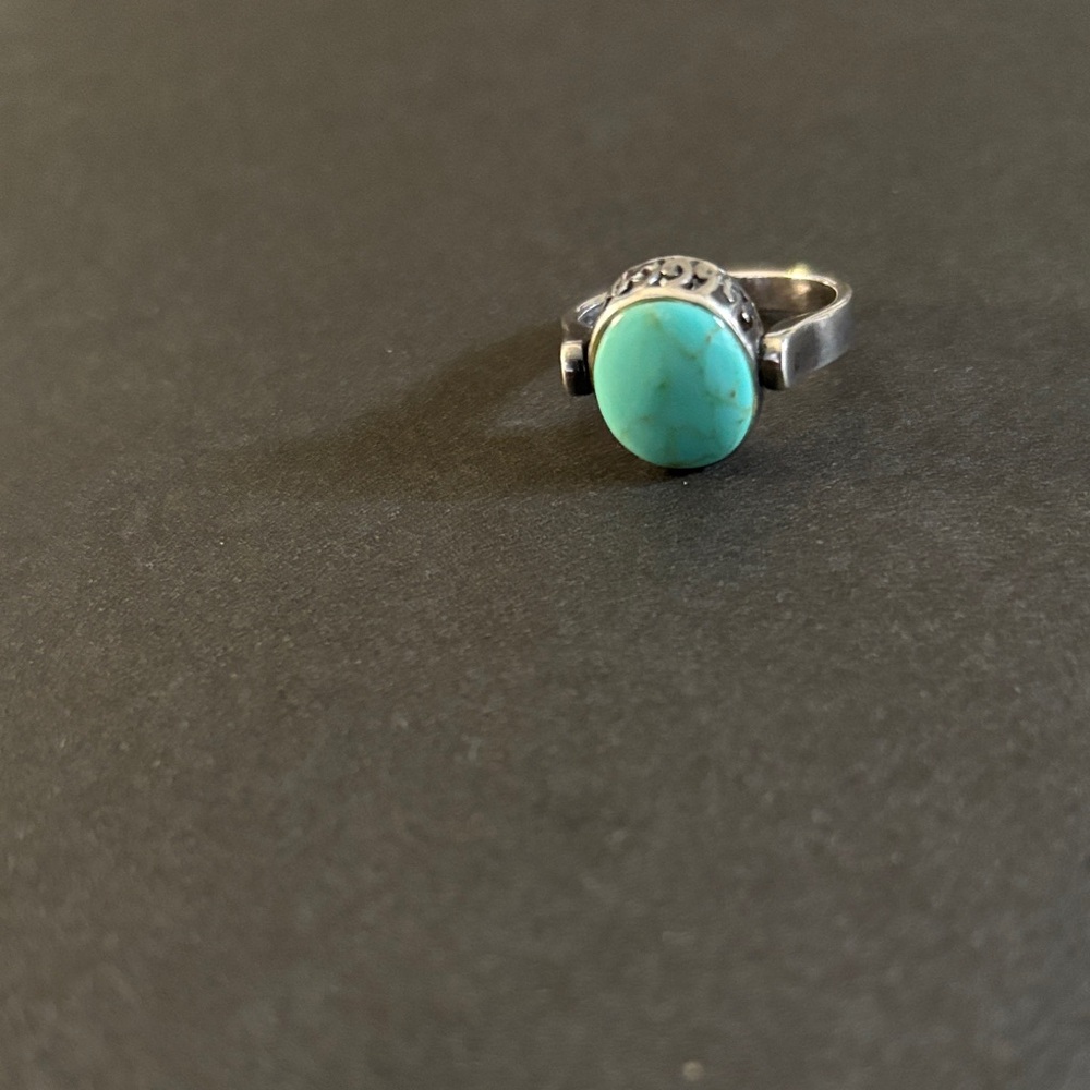 Turquoise Stone sterling reversible Oval Ring - Women Jewelry - Picture 2 of 8